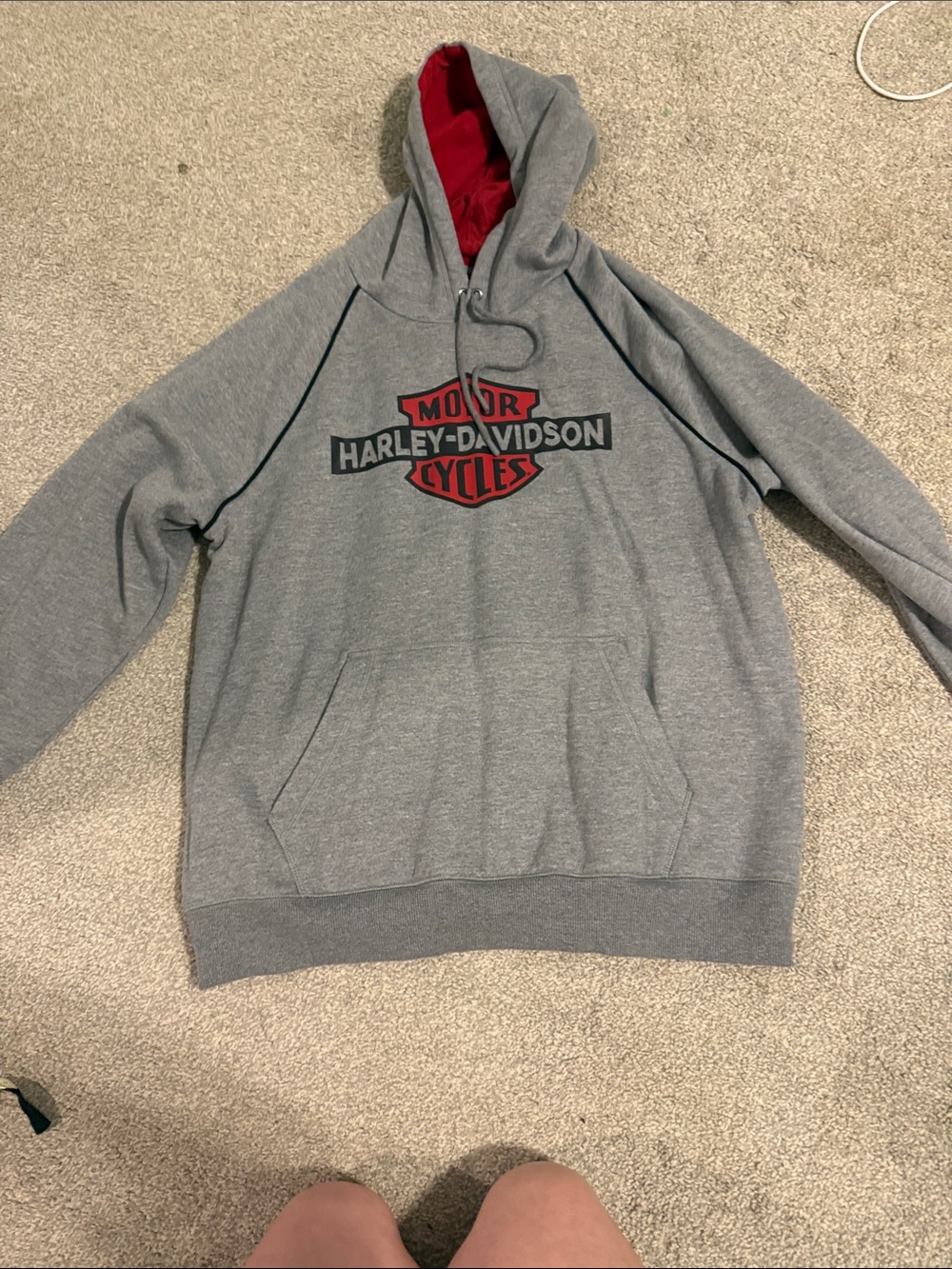 Harley-Davidson Gray Hoodie with Red Hood Lining